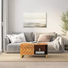   Barna és fekete tömör mangófa dohányzóasztal 80 x 50 x 40 cm