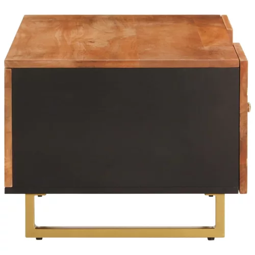 Barna és fekete tömör mangófa dohányzóasztal 100 x 54 x 40 cm