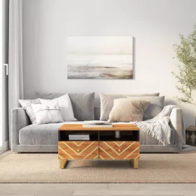   Barna és fekete tömör mangófa dohányzóasztal 80 x 54 x 40 cm