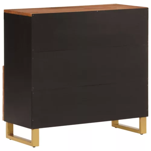 Barna és fekete tömör mangófa kisszekrény 80x33,5x75 cm