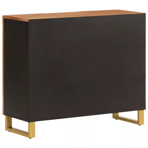 Barna és fekete tömör mangófa kisszekrény 90x33,5x75 cm