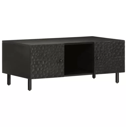 Fekete tömör mangófa dohányzóasztal 100 x 54 x 40 cm