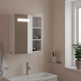   Fehér tükrös fürdőszobaszekrény LED-del 45 x 13 x 52 cm
