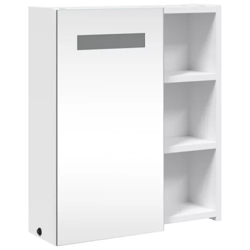 Fehér tükrös fürdőszobaszekrény LED-del 45 x 13 x 52 cm