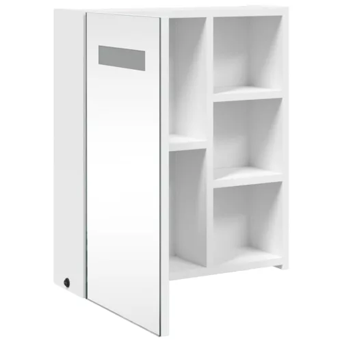 Fehér tükrös fürdőszobaszekrény LED-del 45 x 13 x 52 cm