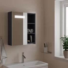   Szürke tükrös fürdőszobaszekrény LED-del 45 x 13 x 52 cm