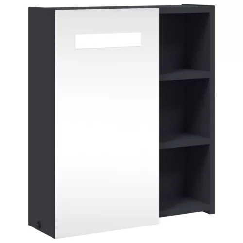Szürke tükrös fürdőszobaszekrény LED-del 45 x 13 x 52 cm