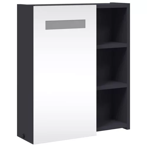 Szürke tükrös fürdőszobaszekrény LED-del 45 x 13 x 52 cm