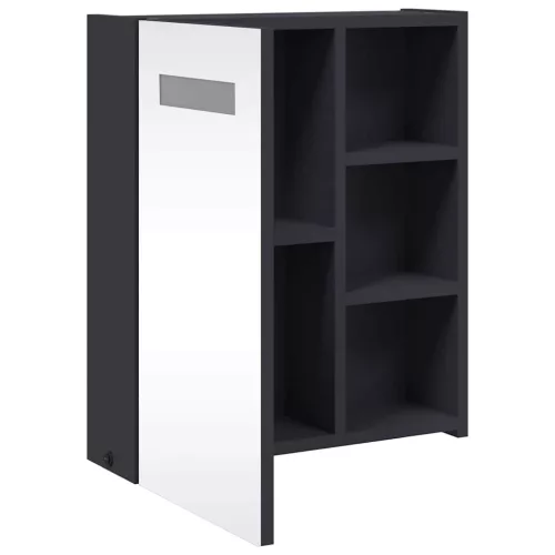 Szürke tükrös fürdőszobaszekrény LED-del 45 x 13 x 52 cm