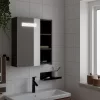 Fekete tükrös fürdőszobaszekrény LED-del 45 x 13 x 52 cm