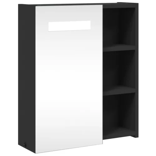 Fekete tükrös fürdőszobaszekrény LED-del 45 x 13 x 52 cm