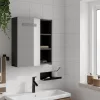Fekete tükrös fürdőszobaszekrény LED-del 45 x 13 x 52 cm