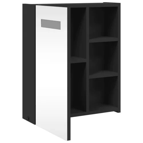 Fekete tükrös fürdőszobaszekrény LED-del 45 x 13 x 52 cm