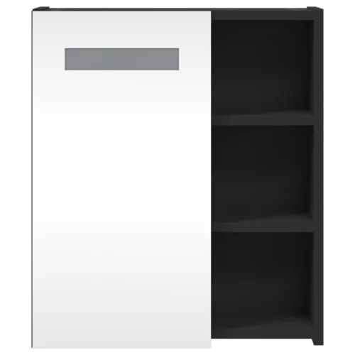 Fekete tükrös fürdőszobaszekrény LED-del 45 x 13 x 52 cm
