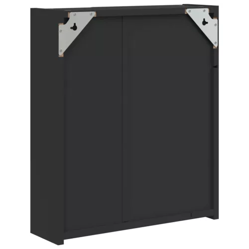 Fekete tükrös fürdőszobaszekrény LED-del 45 x 13 x 52 cm