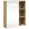 Tölgyszínű tükrös fürdőszobaszekrény LED-del 45 x 13 x 52 cm