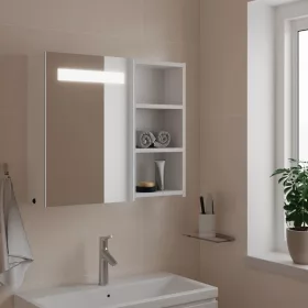   Fehér tükrös fürdőszobaszekrény LED-del 60 x 13 x 52 cm