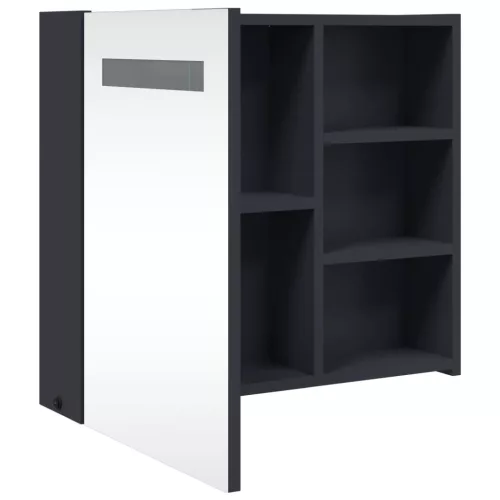 Szürke tükrös fürdőszobaszekrény LED-del 60 x 13 x 52 cm