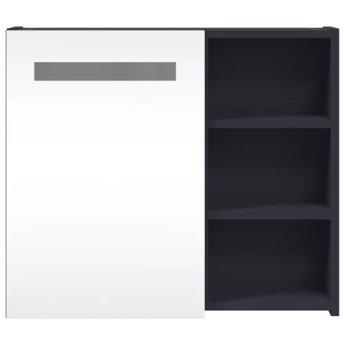 Szürke tükrös fürdőszobaszekrény LED-del 60 x 13 x 52 cm