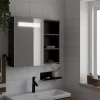 Fekete tükrös fürdőszobaszekrény LED-del 60 x 13 x 52 cm