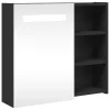 Fekete tükrös fürdőszobaszekrény LED-del 60 x 13 x 52 cm