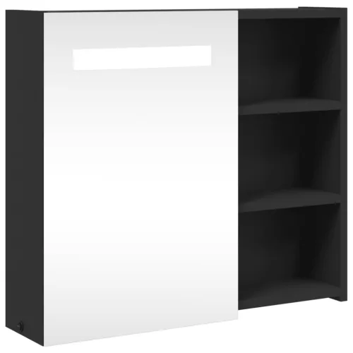 Fekete tükrös fürdőszobaszekrény LED-del 60 x 13 x 52 cm