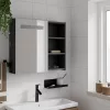 Fekete tükrös fürdőszobaszekrény LED-del 60 x 13 x 52 cm