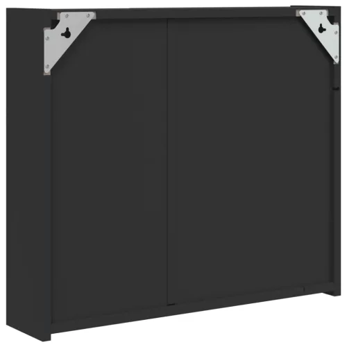 Fekete tükrös fürdőszobaszekrény LED-del 60 x 13 x 52 cm