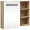 Tölgyszínű tükrös fürdőszobaszekrény LED-del 60 x 13 x 52cm