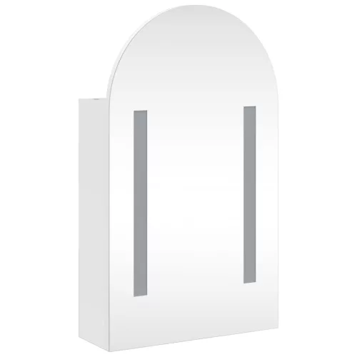 Fehér ívelt tükrös fürdőszobaszekrény LED-del 42 x 13 x 70 cm