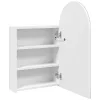 Fehér ívelt tükrös fürdőszobaszekrény LED-del 42 x 13 x 70 cm