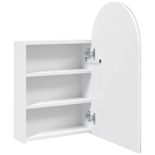 Fehér ívelt tükrös fürdőszobaszekrény LED-del 42 x 13 x 70 cm