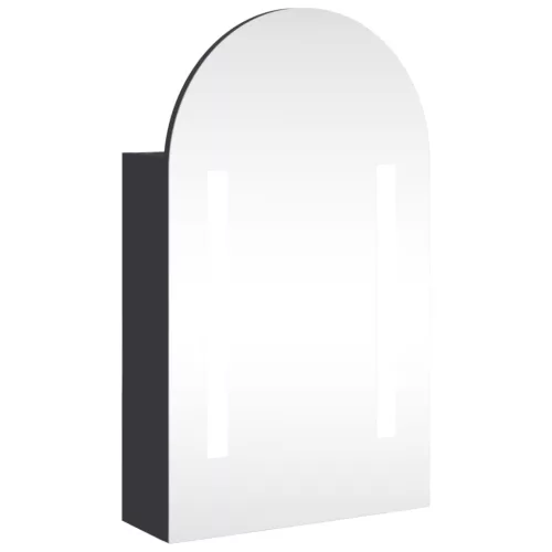 Szürke ívelt tükrös fürdőszobaszekrény LED-del 42 x 13 x 70 cm
