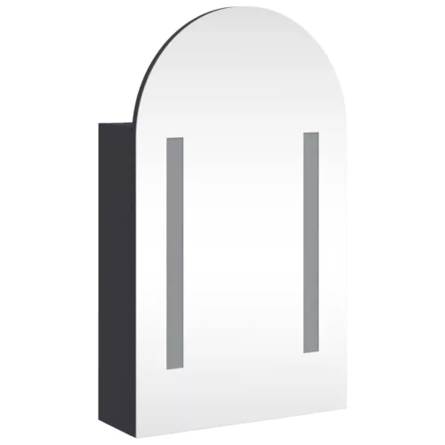 Szürke ívelt tükrös fürdőszobaszekrény LED-del 42 x 13 x 70 cm
