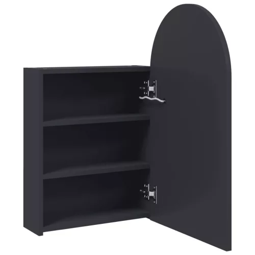 Szürke ívelt tükrös fürdőszobaszekrény LED-del 42 x 13 x 70 cm
