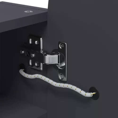 Szürke ívelt tükrös fürdőszobaszekrény LED-del 42 x 13 x 70 cm