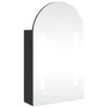 Fekete ívelt tükrös fürdőszobaszekrény LED-del 42 x 13 x 70 cm
