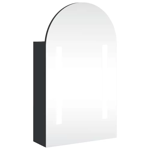 Fekete ívelt tükrös fürdőszobaszekrény LED-del 42 x 13 x 70 cm