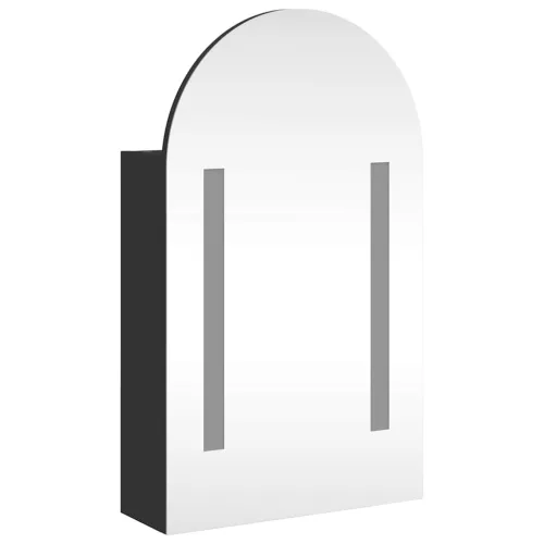 Fekete ívelt tükrös fürdőszobaszekrény LED-del 42 x 13 x 70 cm