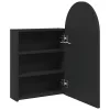 Fekete ívelt tükrös fürdőszobaszekrény LED-del 42 x 13 x 70 cm