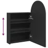 Fekete ívelt tükrös fürdőszobaszekrény LED-del 42 x 13 x 70 cm