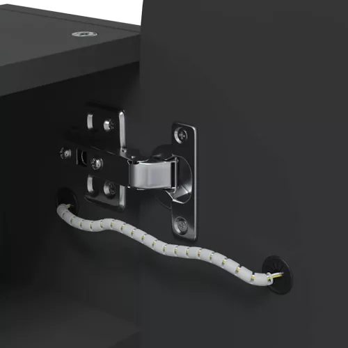 Fekete ívelt tükrös fürdőszobaszekrény LED-del 42 x 13 x 70 cm