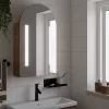 Tölgyszínű fürdőszobai ívelt tükörszekrény LED-del 42x13x70 cm