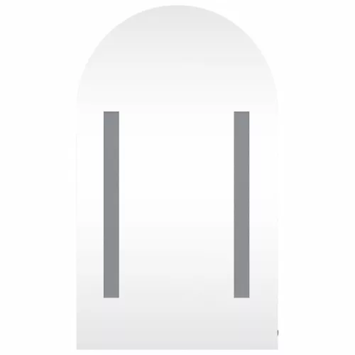 Tölgyszínű fürdőszobai ívelt tükörszekrény LED-del 42x13x70 cm