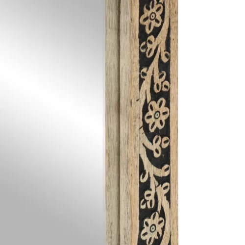 Tömör mangófa és üveg fürdőszobatükör 50 x 70 x 2,5 cm