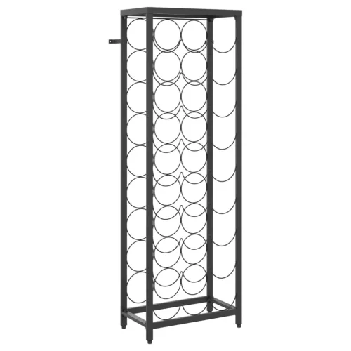 Fekete kovácsoltvas bortartó 27 palackhoz 34 x 18 x 100 cm