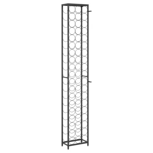 Fekete kovácsoltvas bortartó 57 palackhoz 34 x 18 x 200 cm