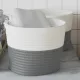 2 db szürke-fehér pamut tárolókosár Ø24 x 18 cm