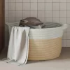 Bézs és fehér pamut tárolókosár Ø40 x 25 cm