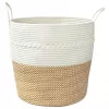 Barna-fehér pamut tárolókosár Ø43 x 38 cm